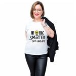 Fashion, accesorii si bijuterii - Femei - Imbracaminte femei - Tricouri si topuri femei - Tricou alb, Femei, Work smarter, M - Infinity.ro