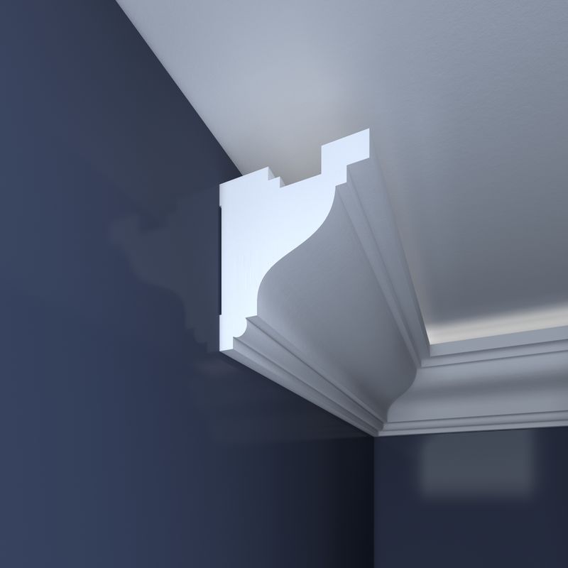 Casa si Gradina - Constructii - Materiale constructii - Profile decorative - Bagheta decorativa pentru banda led din polistiren extrudat, alb 97×74×2000mm, Bl15 - Infinity.ro