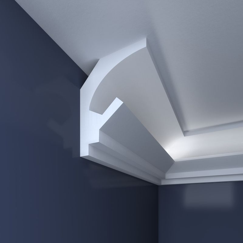 Casa si Gradina - Constructii - Materiale constructii - Profile decorative - Bagheta decorativa pentru banda led din polistiren extrudat alba 90×100×2000mm , BL10 - Infinity.ro