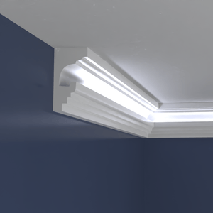 Bagheta decorativa pentru banda led din polistiren extrudat alb 126×70×2000mm Bl21