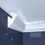 Casa si Gradina - Constructii - Materiale constructii - Profile decorative - Bagheta decorativa pentru banda led din polistiren extrudat , alb 80×80×2000mm, Bl07 - Infinity.ro