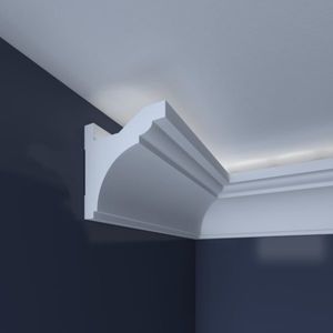 Bagheta decorativa pentru banda led din polistiren extrudat alb 91×93×2000mm, Bl05