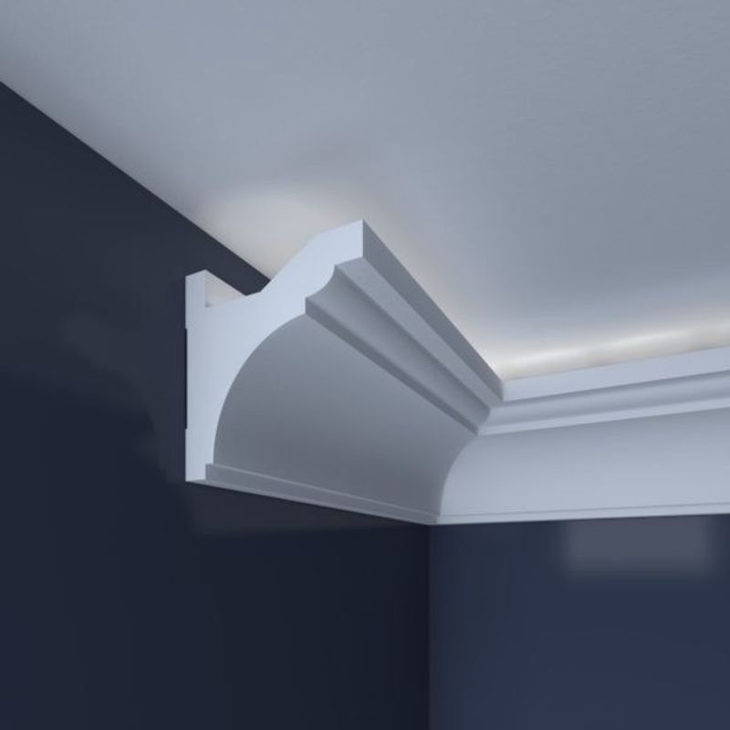 Casa si Gradina - Constructii - Materiale constructii - Profile decorative - Bagheta decorativa pentru banda led din polistiren extrudat alb 91×93×2000mm, Bl05 - Infinity.ro