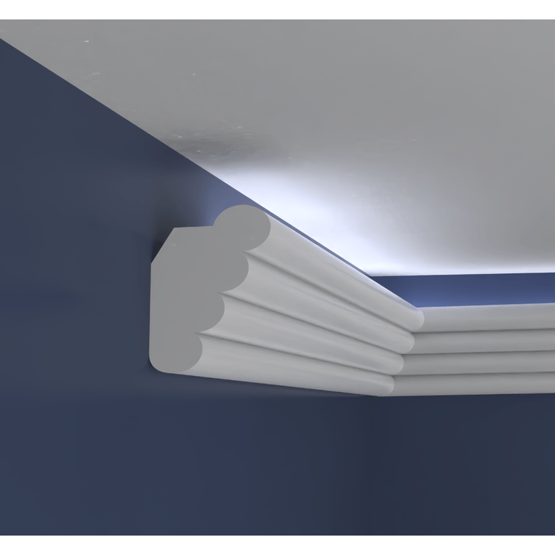 Casa si Gradina - Constructii - Materiale constructii - Profile decorative - Bagheta decorativa pentru banda led din polistiren extrudat, alb 133×100×2000mm, Bl29 - Infinity.ro