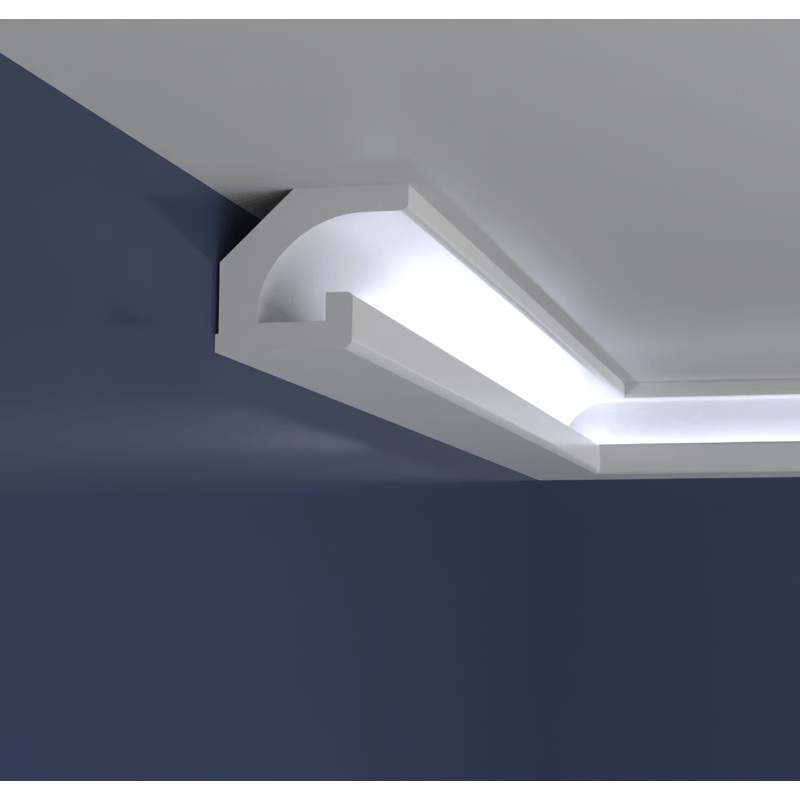 Casa si Gradina - Constructii - Materiale constructii - Profile decorative - Bagheta decorativa pentru banda led din polistiren alb 110×90×2000mm Bl16 - Infinity.ro