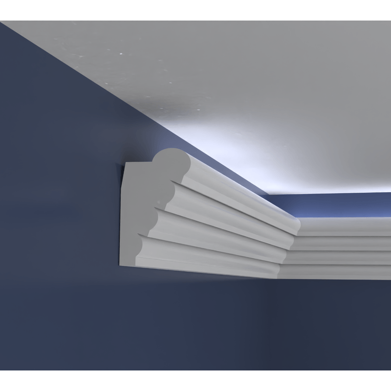 Casa si Gradina - Constructii - Materiale constructii - Profile decorative - Bagheta decorativa pentru banda led din polistiren extrudat, alb 140×85×2000mm, Bl27 - Infinity.ro