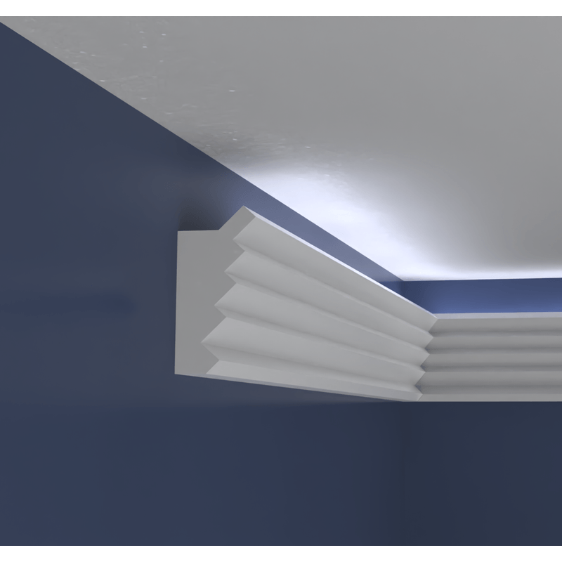 Casa si Gradina - Constructii - Materiale constructii - Profile decorative - Bagheta decorativa pentru banda led din polistiren extrudat, alb 130×65×2000mm, Bl26 - Infinity.ro