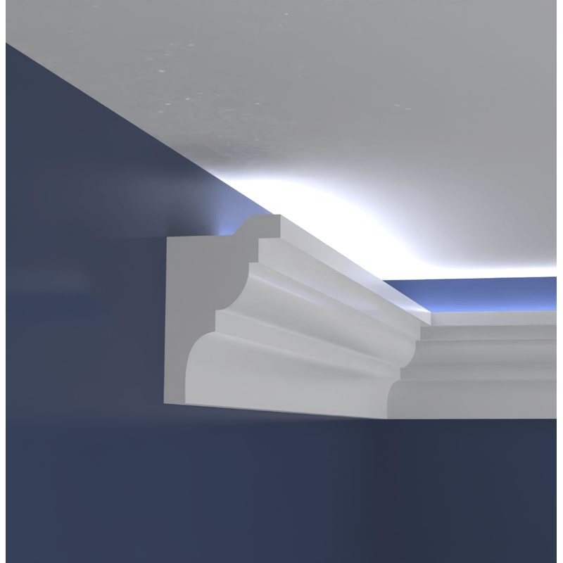 Casa si Gradina - Constructii - Materiale constructii - Profile decorative - Bagheta decorativa pentru banda led din polistiren extrudat, alb 140×88×2000mm, Bl18 - Infinity.ro