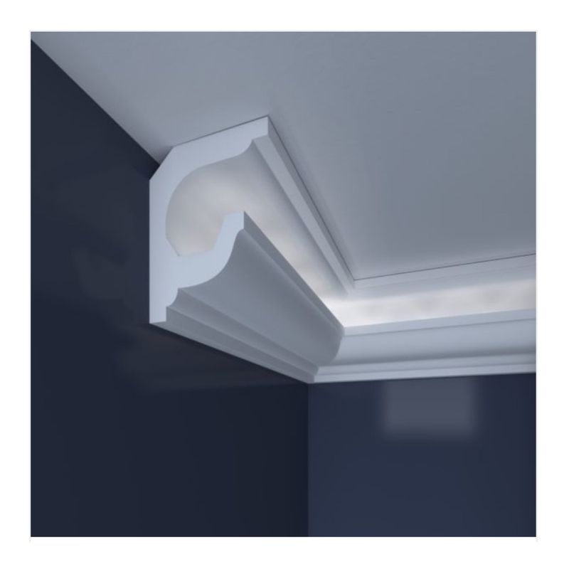 Casa si Gradina - Constructii - Materiale constructii - Profile decorative - Bagheta decorativa pentru banda led din polistiren extrudat , alb 89×74×2000mm, Bl01 - Infinity.ro