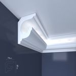 Casa si Gradina - Constructii - Materiale constructii - Profile decorative - Bagheta decorativa pentru banda led din polistiren extrudat , alb 89×74×2000mm, Bl01 - Infinity.ro