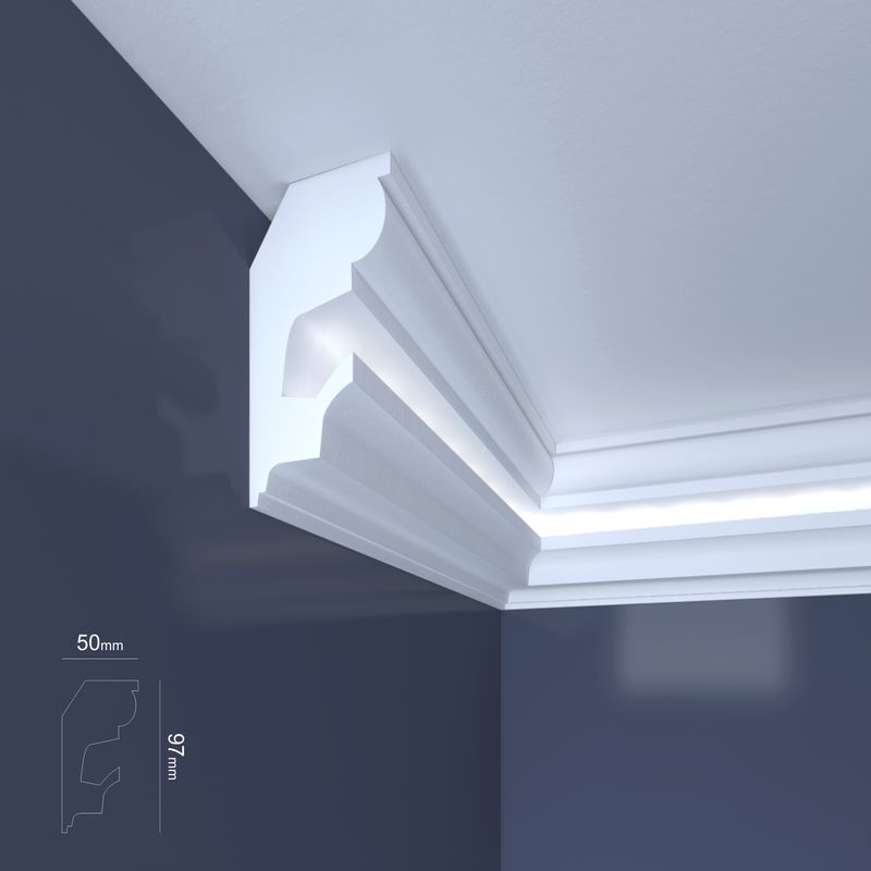 Casa si Gradina - Constructii - Materiale constructii - Profile decorative - Bagheta decorativa din polistiren extrudat ,alb 100×50×2000mm, BL02 - Infinity.ro