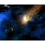 Casa si Gradina - Decoratiuni - Tapet - Fototapet de perete, autoadeziv si lavabil, Univers 10 Meteoriti calatorind prin spatiu, 350 x 200 cm - Infinity.ro