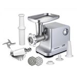Electronice si Electrocasnice - Electrocasnice bucatarie - Mixere, tocatoare & roboti de bucatarie - Masini de tocat - Masina de tocat Heinner MG-2100SS, 2100W, accesoriu rosii, accesoriu carnati, Cutit si site inox, Silver - Infinity.ro