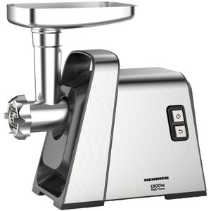 Masina de tocat Heinner HighPro 1800 MG-Y1800X, 1800W, 3 site de taiere, accesoriu de rosii si carnati, argintiu