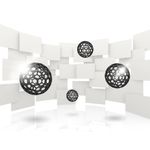 Casa si Gradina - Decoratiuni - Decoratiuni perete - Fototapet, autocolant, Zid cu bile negre 2, 250 x 200 cm - Infinity.ro