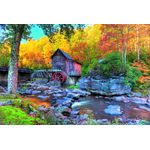 Casa si Gradina - Decoratiuni - Decoratiuni perete - Fototapet, autocolant, Toamna in padurea cu moara, 300 x 250 cm - Infinity.ro