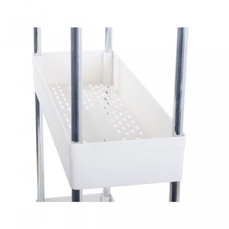 Casa si Gradina - Mobilier - Biblioteci si rafturi - Etajere - Etajera multifunctionala alba cu 4 rafturi, mobila, cu roti - Infinity.ro