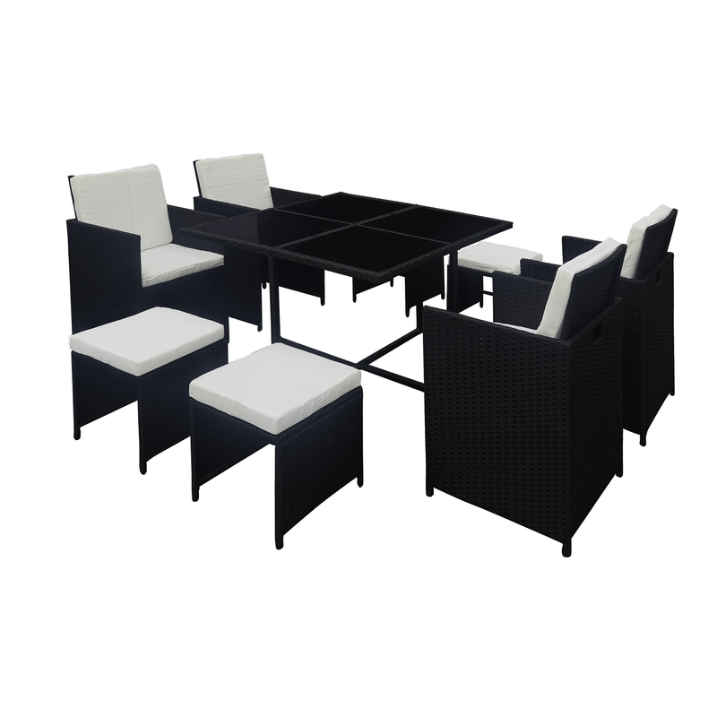 Casa si Gradina - Gradina si terasa - Mobilier exterior - Seturi mobila gradina - Set mobilier de gradina din rattan cu 9 piese, negru, KUBIKUS - Infinity.ro