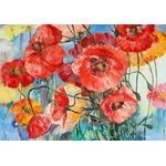 Casa si Gradina - Decoratiuni - Tablouri - Tablou canvas Flori, maci, rosu, pictura, 60 x 40 cm - Infinity.ro