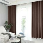 Casa si Gradina - Textile si covoare - Perdele si draperii - Draperii - Set draperie din catifea blackout cu rejansa transparenta cu ate pentru galerie, Madison, 150x270 cm, densitate 700 g ml, English Walnut, 2 buc - Infinity.ro