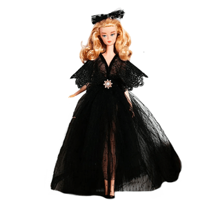 Set papusa,TAKUMI, Rochie, pantofi si accesoriu par, fara peruca, Kristine, 30 cm, 3 ani