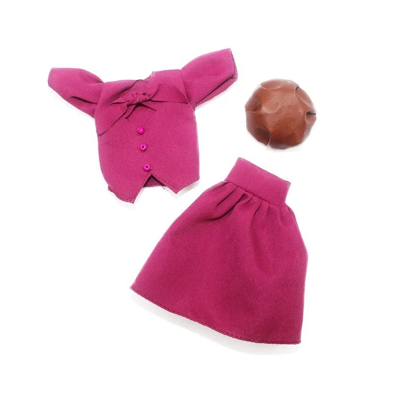 Jucarii, Copii si Bebe - Jucarii si jocuri - Papusi si accesorii - Carucioare papusi si accesorii - Set imbracaminte papusa,TAKUMI, compleu fusta, bluza si sapca, Beverly, 3 ani, Magenta, Textil - Infinity.ro