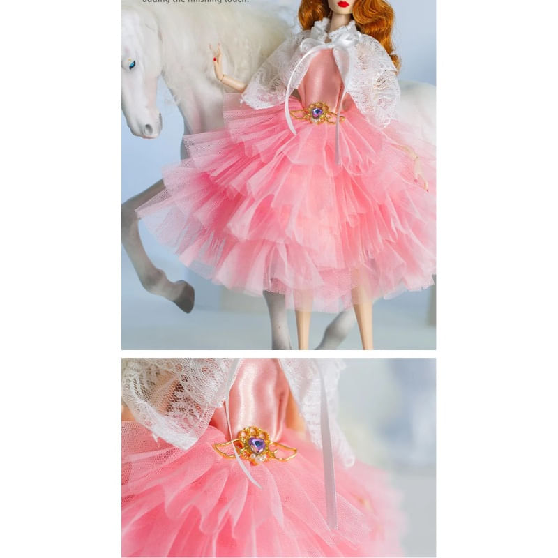 Jucarii, Copii si Bebe - Jucarii si jocuri - Papusi si accesorii - Carucioare papusi si accesorii - Set imbracaminte TAKUMI, rochie tull, bolero dantela si sandale, Grace, 3 ani - Infinity.ro