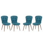 Casa si Gradina - Mobilier - Scaune si fotolii - Scaune - Scaune set 4 happy life albastru, picioare lemn, tapitat, stofa, 47 x 42 x 88 cm, ArteLemn - Infinity.ro