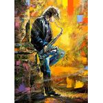 Casa si Gradina - Decoratiuni - Tablouri - Tablou canvas Baiat cantand la saxofon, pictura, 70 x 105 cm - Infinity.ro
