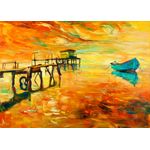 Casa si Gradina - Decoratiuni - Tablouri - Tablou canvas Barca, mare, apus soare, pictura, 75 x 50 cm - Infinity.ro