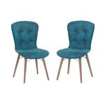 Casa si Gradina - Mobilier - Scaune si fotolii - Scaune - Scaune set 2 happy life albastru, picioare lemn, tapitat, stofa, 42 x 47 x 88 cm, ArteLemn - Infinity.ro