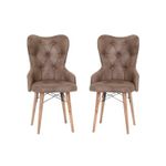 Casa si Gradina - Mobilier - Scaune si fotolii - Scaune - Scaune set 2 confort maro, picioare lemn, tapitat, stofa, ArteLemn 52 x 55 x 96 cm - Infinity.ro