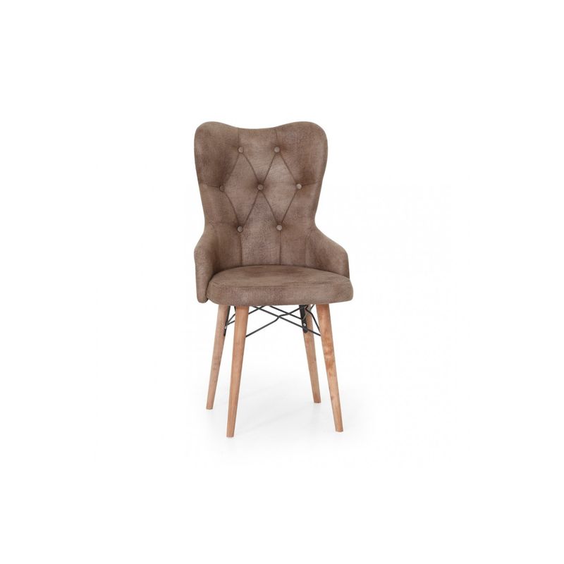 Casa si Gradina - Mobilier - Scaune si fotolii - Scaune - Scaune set 2 confort maro, picioare lemn, tapitat, stofa, ArteLemn 52 x 55 x 96 cm - Infinity.ro