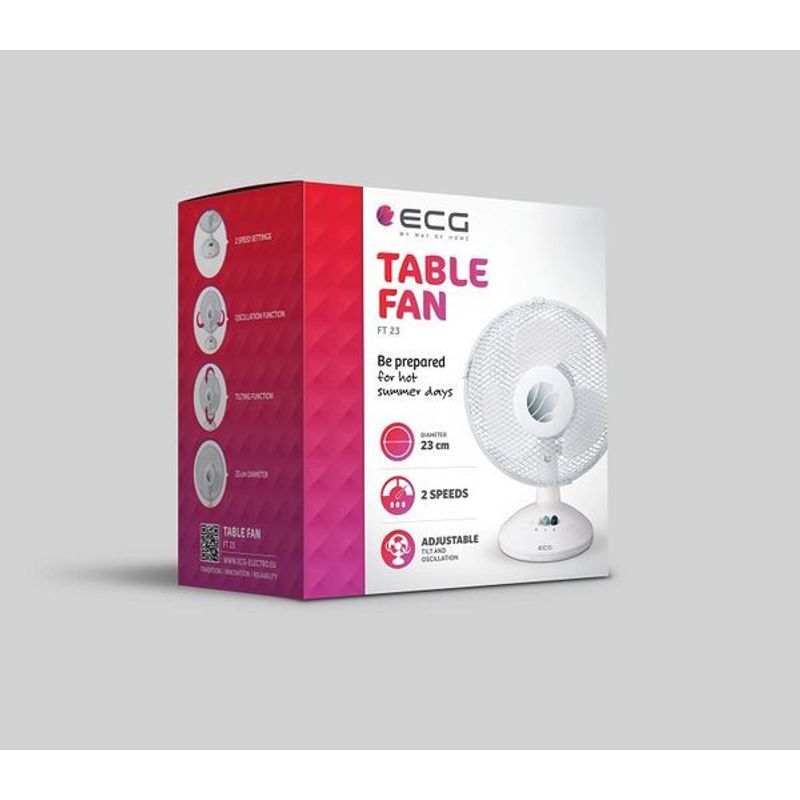 Electronice si Electrocasnice - Climatizare si sisteme de incalzire - Aparate racire aer - Ventilatoare - Ventilator de masa, ECG FT 23a, 21W, 23cm, 2 viteze, foarte silentios - Infinity.ro