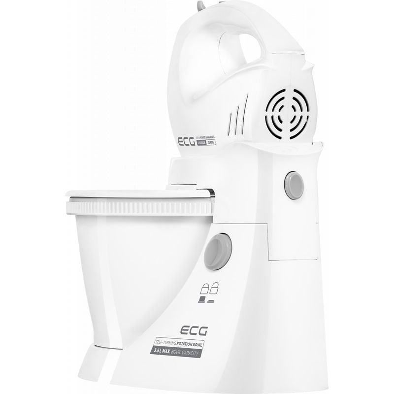 Electronice si Electrocasnice - Electrocasnice bucatarie - Mixere, tocatoare & roboti de bucatarie - Mixere - Mixer de mana cu bol rotativ ECG RSM 4052, 400 W, 3.5 L, 5 viteze, functie Turbo, alb - Infinity.ro