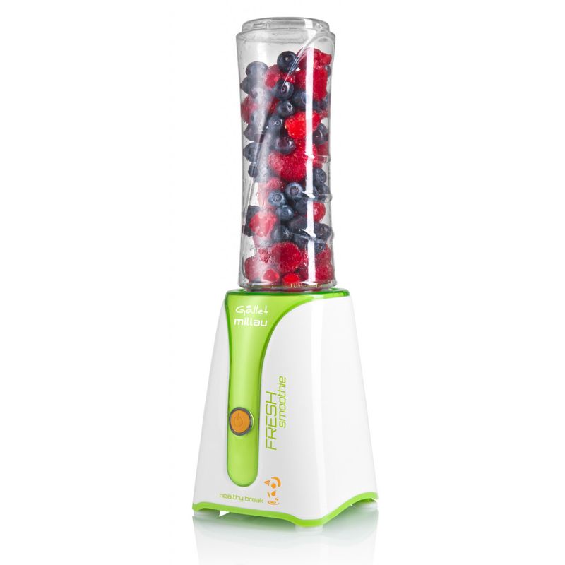 Electronice si Electrocasnice - Electrocasnice bucatarie - Mixere, tocatoare & roboti de bucatarie - Blendere si mini tocatoare - Blender Smoothie maker GALLET MILLAU MS590, 350 W, bol 600 ml BPA free, alb cu verde - Infinity.ro