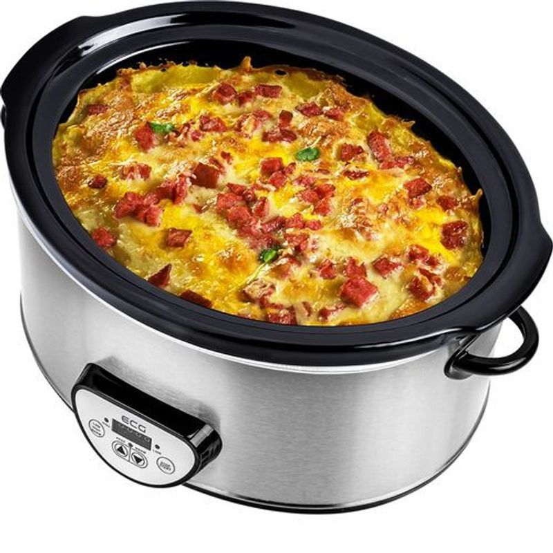Casa si Gradina - Bucatarie si vesela - Vase pentru gatit - Oale si cratite - Oala electrica Slow cooker ECG PH 6520, 320 W, 6.5 L, timer digital - Infinity.ro