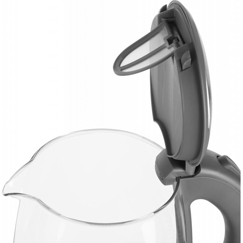 Casa si Gradina - Bucatarie si vesela - Vase pentru gatit - Ibrice - Cana electrica fierbator din sticla ECG RK 2020 gri, 2 L, 2200 W, lumina albastra de fundal - Infinity.ro