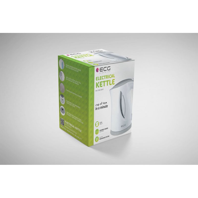 Electronice si Electrocasnice - Electrocasnice bucatarie - Preparare bauturi - Fierbatoare de apa - Cana electrica fierbator ECG RK 1758 gri, 1, 7 L, 2000 W, plastic de calitate BPA FREE - Infinity.ro