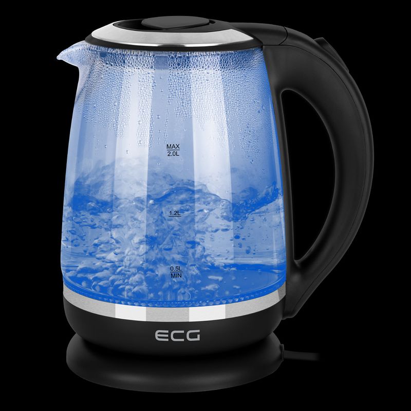 Casa si Gradina - Bucatarie si vesela - Vase pentru gatit - Ibrice - Cana electrica fierbator din sticla ECG RK 2080 Glass, 2 L, 2200 W, lumina albastra de fundal - Infinity.ro