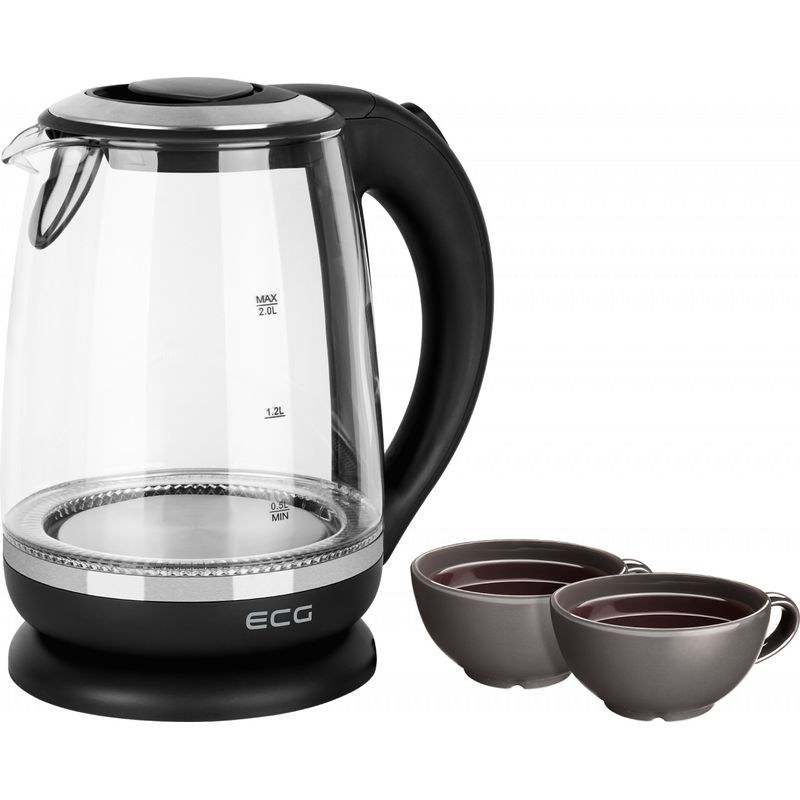 Casa si Gradina - Bucatarie si vesela - Vase pentru gatit - Ibrice - Cana electrica fierbator din sticla ECG RK 2080 Glass, 2 L, 2200 W, lumina albastra de fundal - Infinity.ro