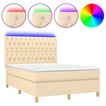 Casa si Gradina - Mobilier - Paturi si accesorii - Paturi - Pat cu arcuri, saltea si LED, crem, 140x200 cm, textil - Infinity.ro