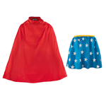 Jucarii, Copii si Bebe - Jucarii si jocuri - Jucarii de rol - Masti si costume copii - Costum Wonder Woman pentru copii IdeallStore®, Themyscira Princess, fusta si pelerina, poliester, 7-10 ani, albastru - Infinity.ro