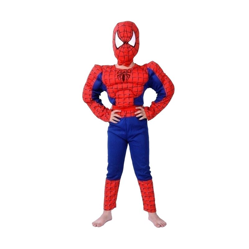 Jucarii, Copii si Bebe - Jucarii si jocuri - Jucarii de rol - Masti si costume copii - Set costum clasic Spiderman cu muschi IdeallStore®, 3-5 ani, 100-110 cm, manusa ventuze, discuri si masca LED - Infinity.ro