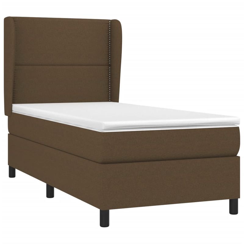Casa si Gradina - Mobilier - Paturi si accesorii - Paturi - Pat box spring cu saltea, maro inchis, 90x200 cm, textil - Infinity.ro