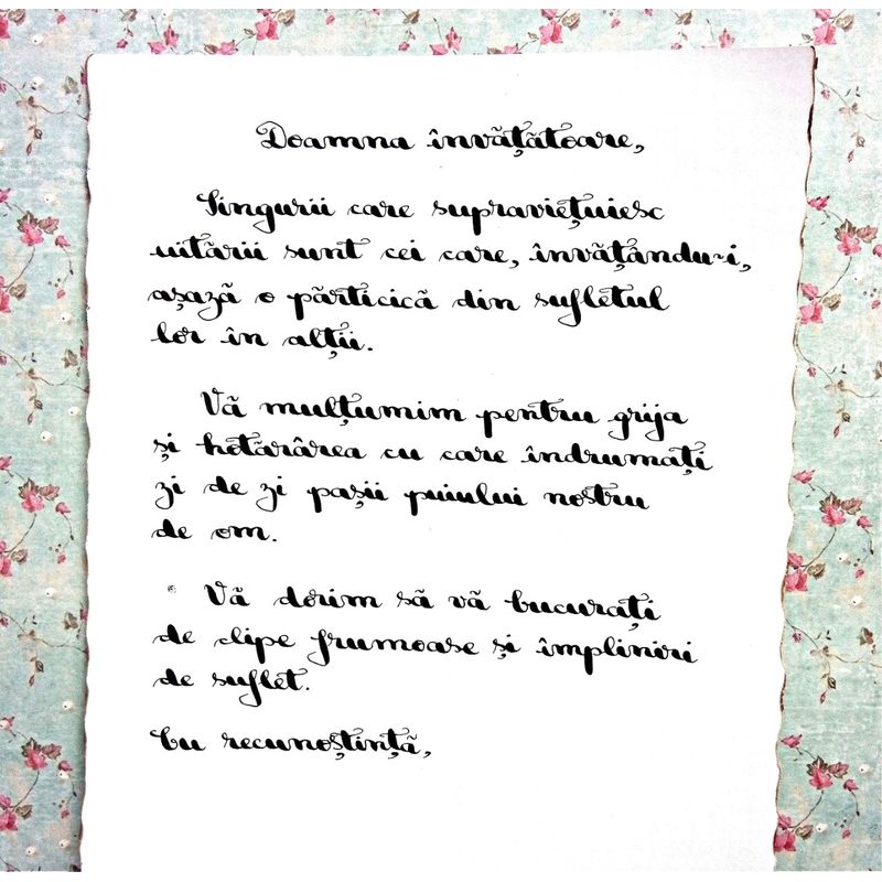 Market - Cadouri - Cadouri personalizate - Scrisoare cadou pentru doamna invatatoare - papirus in sticla (model 1) - Infinity.ro