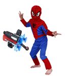 Jucarii, Copii si Bebe - Jucarii si jocuri - Jucarii de rol - Masti si costume copii - Set costum Spiderman S, 100-110 cm si lansator cu ventuze - Infinity.ro