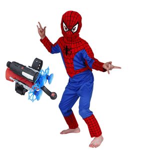 Set costum Spiderman M, 110-120 cm si lansator cu ventuze