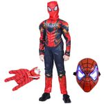 Jucarii, Copii si Bebe - Jucarii si jocuri - Jucarii de rol - Masti si costume copii - Set costum Iron Spiderman IdeallStore®, New Era, rosu, 5-7 ani, manusa cu discuri si masca LED - Infinity.ro