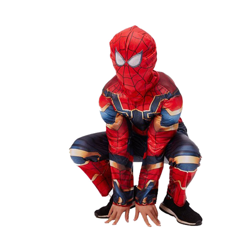 Jucarii, Copii si Bebe - Jucarii si jocuri - Jucarii de rol - Masti si costume copii - Set costum Iron Spiderman IdeallStore®, New Era, rosu, 5-7 ani, manusa cu discuri si masca LED - Infinity.ro